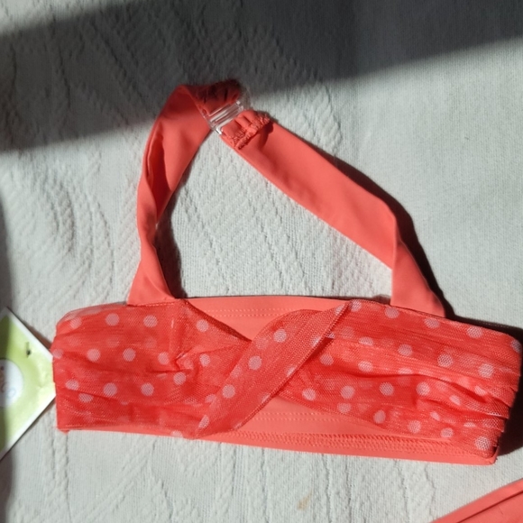 Girls 2 piece bathing suit Coral polka-dot - Picture 2 of 5